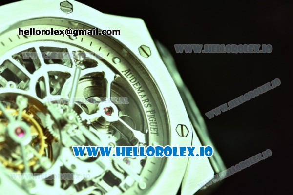 Audemars Piguet Royal Oak Skeleton Tourbillon Swiss Tourbillon Manual Winding Steel Case Skeleton Dial With Dots Markers Steel Bracelet - Click Image to Close